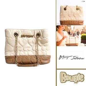 Betsey Johnson Quilted Hearts Bag – Burgundy Motif Interior & Gold Hardware